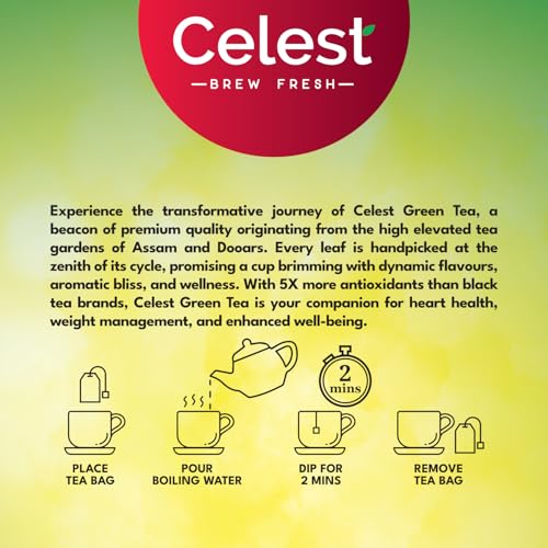 Image of Celest Green Tea | Green Tea Bags | Weight Loss | Teabags 50 pcs (25 Tea Bags - Pack of 2)