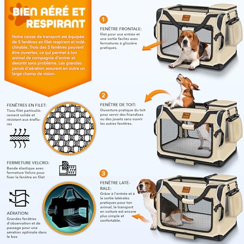 Sac de transport TRESKO robuste pliable taille M beige avec réflecteurs - 5