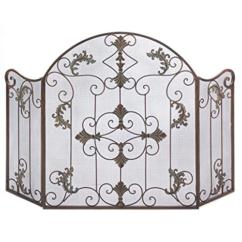 Salvachispas de chimenea retro en hierro forjado de 27.5x31.5 pulgadas para proteccion de salon 2