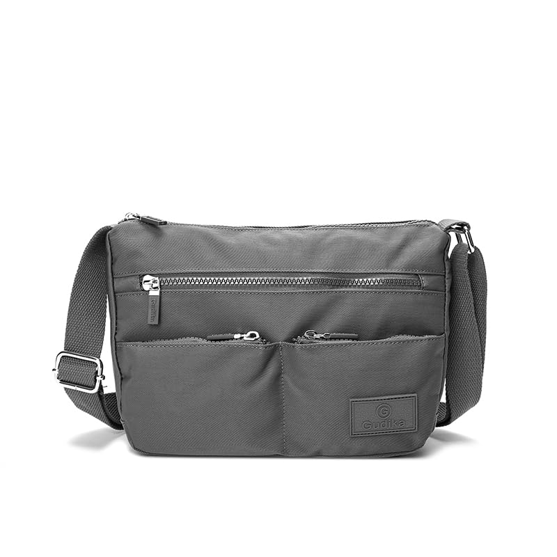 NEW! Gudika Model 5191 Womens Multi-Purpose Light-weight Canvas Nylon Medium Sized Casual Handbag Shoulder Bag Cross-body Bag (Grey)