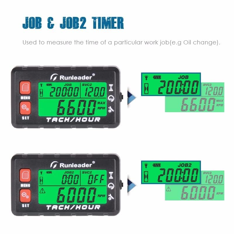 Display showing JOB and JOB2 timers for specific tasks.
