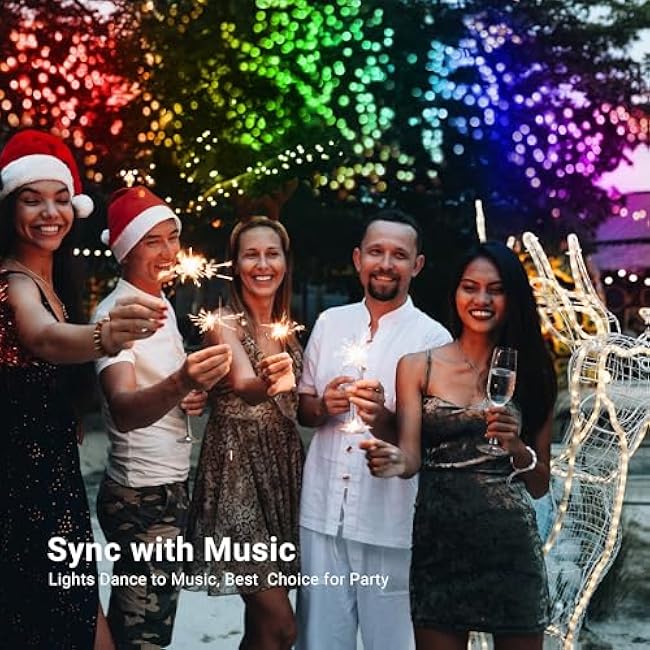 Brizled Christmas String Lights, 33ft 100 LED Color Changing Christmas Lights with Remote, RGB Christmas Tree Light Dimmable Music Plugin Mini Xmas Light Outdoor for Xmas Party Home