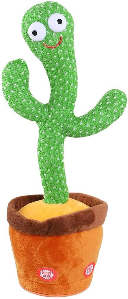 Bumtum Dancing Cactus Toy, Wriggle & Singing for Babies & Kids, Plush Electronic Toys, Voice Recording Repeats(Green/Brown)