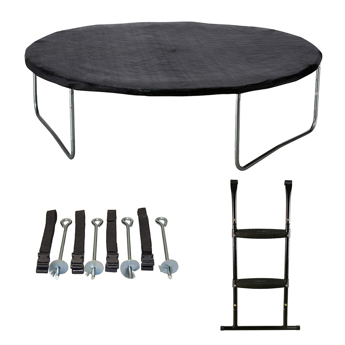 KANGUI Trampoline de Jardin PUNCHI avec Filet de Sécurité, Échelle, Bâche de Protection et Kit d’Ancrage – Vert – Ø300, Ø360 et Ø430 cm