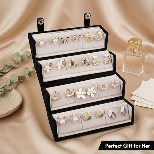 Image of Pretty Pairings 12 Pairs Earrings Set for Women with Jewellery Box | Stylish Stud, Pearl, Drop & Designer Earrings | Premium Gift Set for Girls | Birthday, Anniversary, Engagement