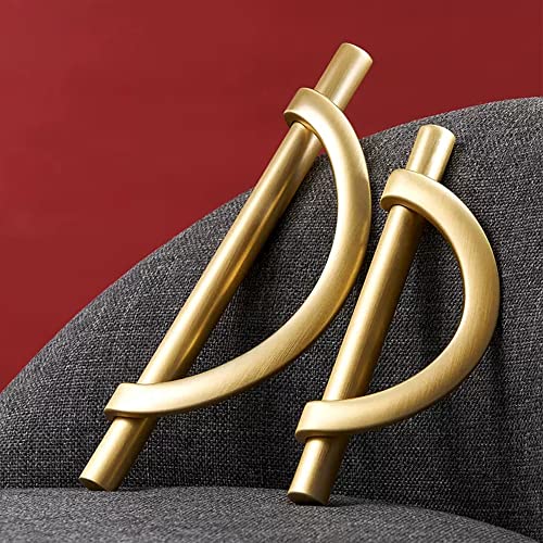 DAPANIY Brushed Gold Cabinet Pulls Drawer Pulls, Half Moon Shape Cabinet Pulls Gold Dresser Handles, Kitchen Cupboard Drawer Handles Antique Door Handles, 2Packs 5 in by DAPANIY - Used condition - US$8.01