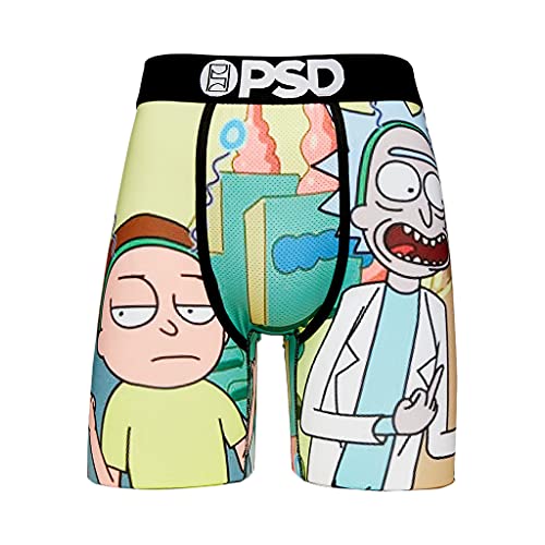 PSD Men's E - Rick And Morty 2 Birds Boxer Briefs, Green, XL