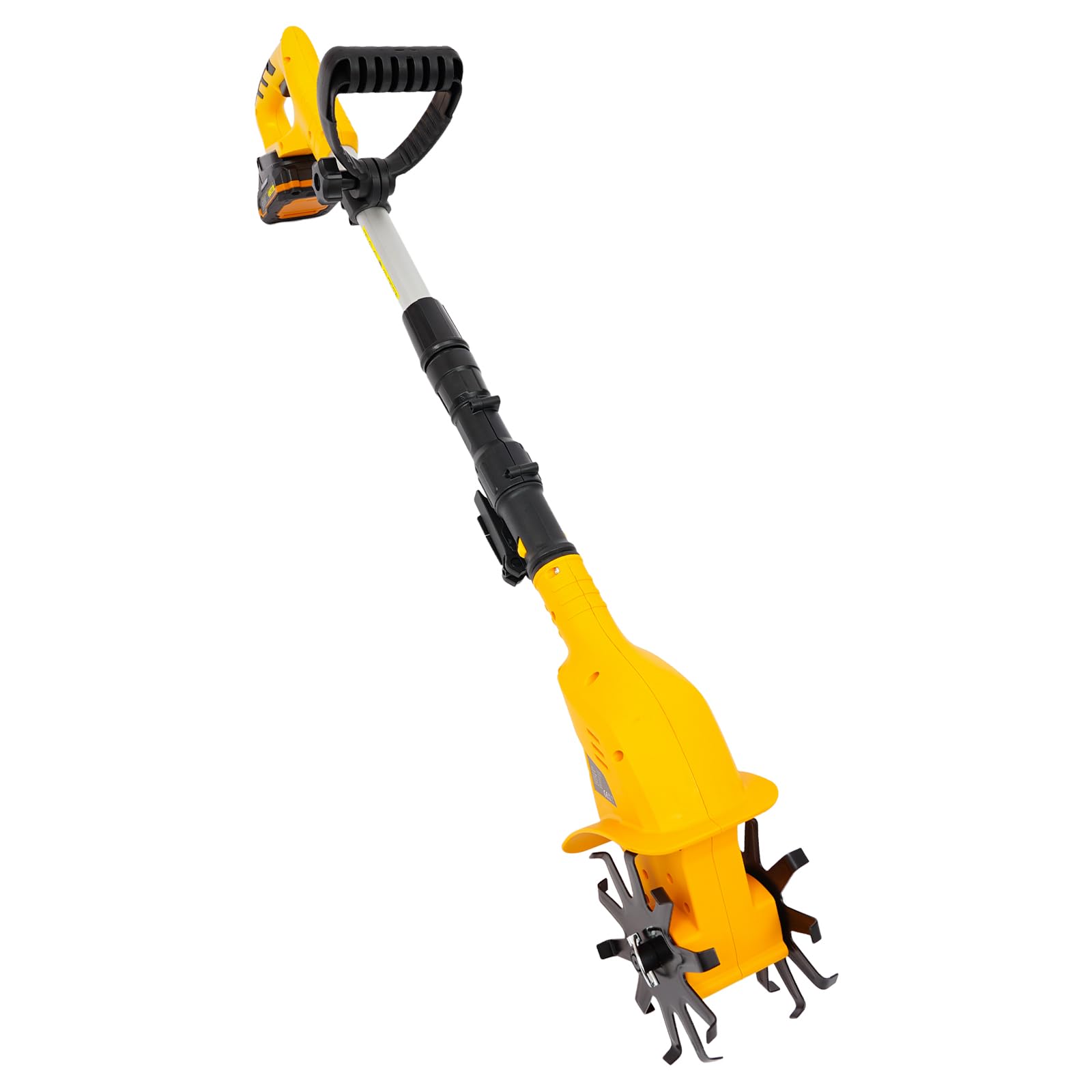 Akumulatorowa glebogryzarka 20 V, glebogryzarka z baterią, 250 obr./min, glebogryzarka ogrodowa o szerokości roboczej 10 cm, wysuwany kultywator 97-117 cm