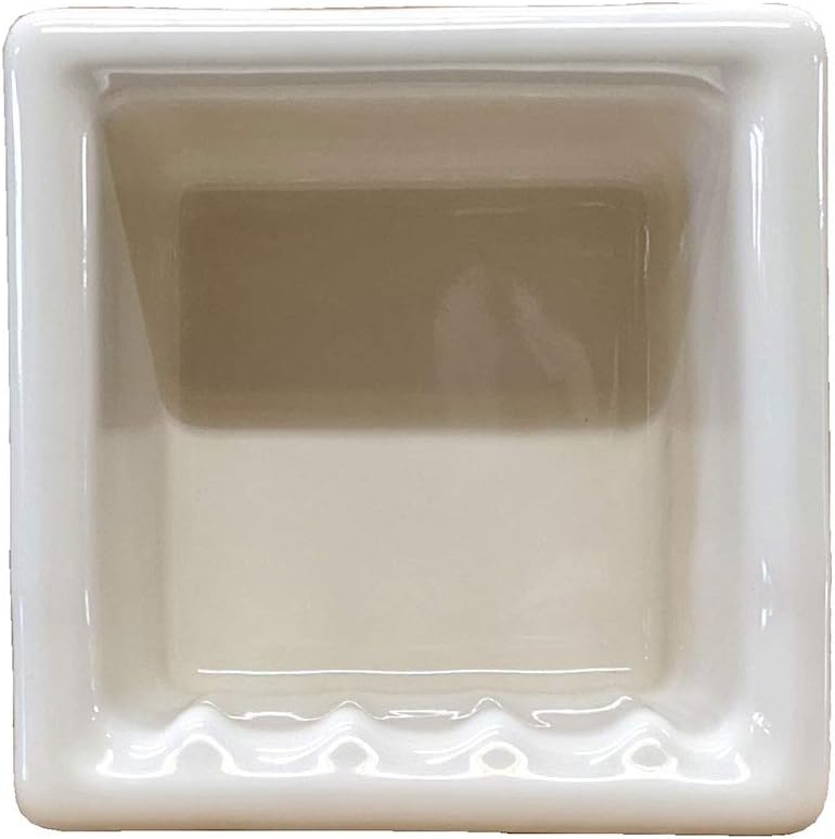 Recessed Shower Niche Porcelain 6X6 Perfect for Soap and as foot rest - Easy to install (Almond Biscuit Glossy)