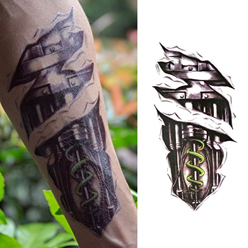 Oottati Old School Mechanical Black Arm Temporary Tattoo