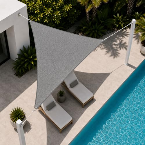 5' x 6' x 7.8' Gray Straight Edge Sun Shade Sail, Triangle Awning Outdoor Shade Cloth Pergola Cover UV Block Fabric- Customized
