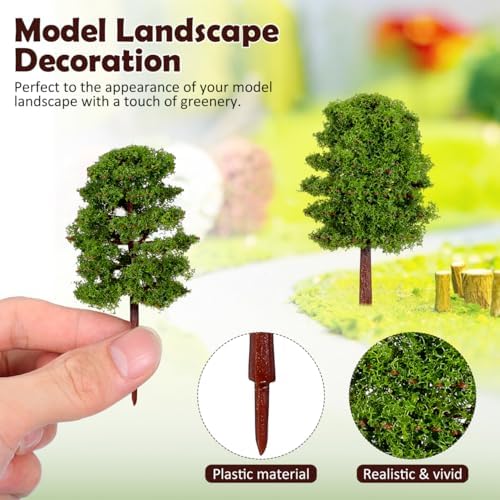 OATIPHO 20Pack 3.14Inch Dark Green Plastic Model Trees – Realistic Leaf Texture Adds Depth to Dioramas, Train Layouts, Dollhouses & School Projects — view 6