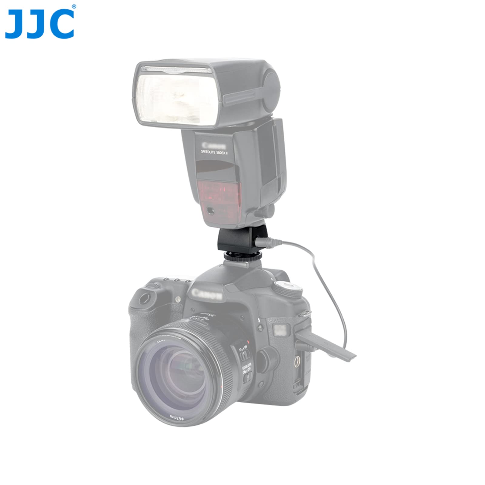 JJC Flash Hot Shoe, attacco a slitta con prese PC Sync e porta mini Phono da 3,5 mm per fotocamere DSLR, slitta a caldo ISO standard e piedino per flash per strobo o altri accessori