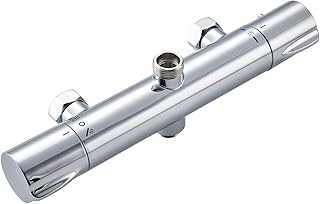 Mezclador Termostático de Ducha con 2 Salidas, Mezclador de Ducha y Grifo de Baño, Salida Superior 3/4" BSP (26.4mm) y Salida Inferior 1/2" BSP (21mm), Redondo Cromado