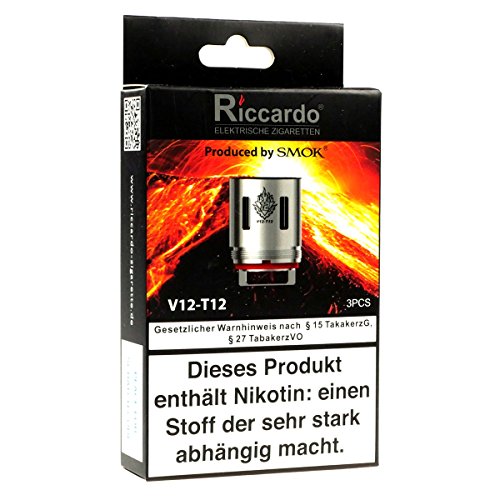 SMOK V12-T12 Coils, 0,12 Ohm, Riccardo Verdampferköpfe für e-Zigarette, 3 Stück – Bild 4