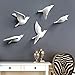 OMaju Wall Decor, 5Pcs White Doves Wall Decor Resin Flying Bird Sculptures 3D Wall Art Ornament Coastal Decorations Hanging for Home Bathroom Living Room