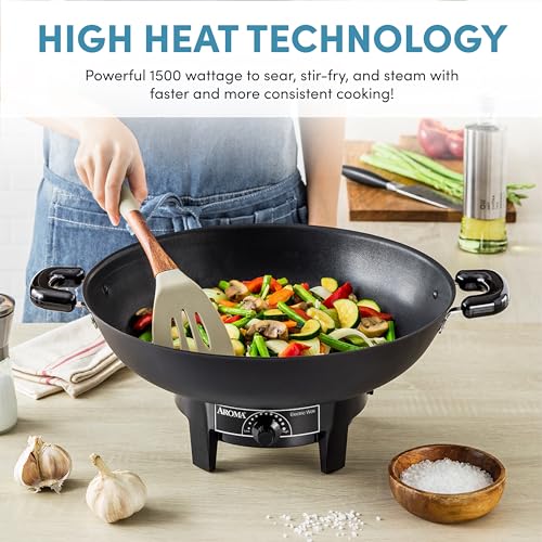 Image of AROMA 7Qt. Electric Wok, Easy Clean Nonstick, Dishwasher Safe