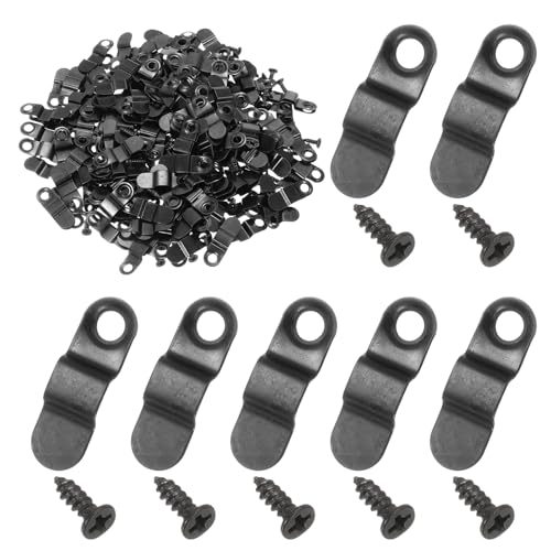 Image of uxcell 200pcs Picture Frame Backing Clips, 0.94 inch Photo Frame Turn Buttons Fasteners Hardware Corner Clip with 200pcs Screw for Hanging Pictures Craft Drawings, Bow Shaped Black