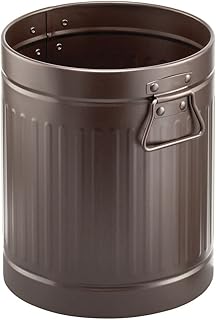 mDesign Steel Metal 2 Gallon/7 Liter Trash Can Wastebasket, Garbage Bin with Handles for Bathroom, Kitchen, Bedroom, Office - Holds Trash, Waste, Garbage, Recycling - Bronze