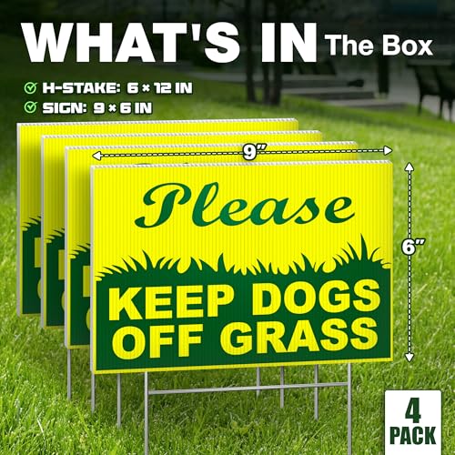 Keep Off Grass Signs for Yard, 6x9 Double Sided Corrugated Plastic, 4 Pack by DIMARONGTON - Used condition - Image 2