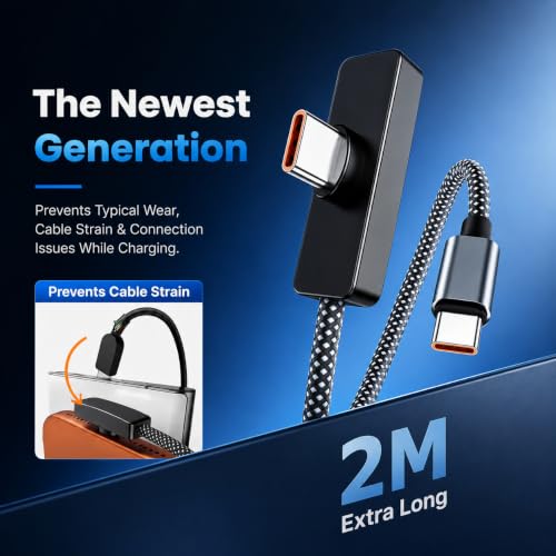 Image of Verilux 2Pcs 90 Degree C Type Charger Cable 6.6FT /2M, PD 60W Type C Cable Fast Charging with 480Mbps Data synch, Nylon Braided for iPhone 17 /16 /15 Series, Galaxy S26 /S25 /S24 /S23, iPad, MacBook