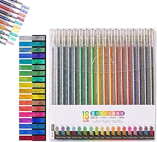 Set de 18 bolígrafos de gel metálico brillante
