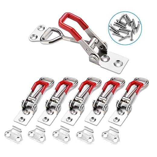 E-TING 6-Pack 4001 330Lbs Holding Capacity Adjustable Toggle Latch Clamp Smoker Latch Clamps 150Kg Quick Release Pull Latch +24 Screws for Various Tool Box