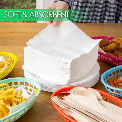 Table Kind 50 x Soft White Napkins, Disposable Napkins Quality Serviettes for Party Serviettes, Catering & Everyday Use, Eco-Friendly Home Compostable FSC, Recyclable, Made in EU 3ply 33cm