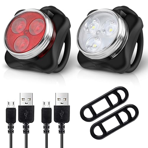 Amazon Active 100 Bike Lights Front and Back, USB Rechargeable LED Bike Light, Waterproof Bicycle Lights with 4 Modes, Easy Mount for Road and Mountain Bike Lights for Adults and Kids (Pack of 1) #ad