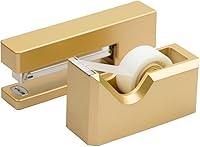 JAM Paper Gold Stapler & Tape Dispenser Desk Set - Sturdy, Weighted Office Essentials, 2-Pack