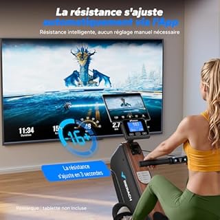 MERACH Rameur d'appartement Pliable, rameur magnétique Silencieux et Auto-alimenté amélioré, Rails de Guidage améliorés et allongés pour Une Plus Grande liberté de Mouvement (R15B4)