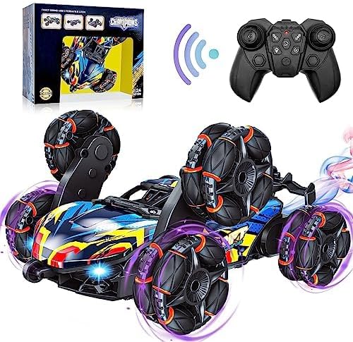 Remote Control Car, 6WD RC Stunt Car with Spray and Light, 360° Rotation and Drift Vehicles, 2.4Ghz Radio Controlled Electric Buggy RC Offroad Toy for Adults and Kids