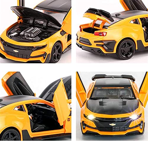 Image of Kids Toy car Playsets 1:32 Camro Diecast Metal Car Model Toy Car Pull Back Metal Cars with 4 Openable Doors Light and Musical Sound (Multi)