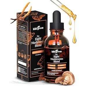 Kiki Green 8 Mushrooms Liquid Extract Drops – Adaptogenic Complex for Cognitive Support, Immunity Boost – Lions Mane Supplement, Cordyceps, Chaga, Reishi, Shiitake, Maitake, Red Reishi