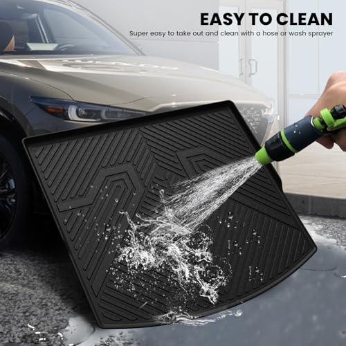 Image of LASFIT Cargo Trunk Mat with Backrest Mats for Mazda CX5 2017-2025 | 100% TPE All Weather Rear Cargo Liner Custom Fit Waterproof CX 5 Seat Back Mat Automotive Accessories, Black