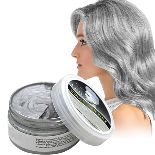 Hair Wax Colour, Grey Hair Spray Temporary, Temporary Hair Dye, Temporary Hair Colour Instant Styling, Natural Hairstyle Color Pomade, Styling Hair Clays for Men, Women, Party, Cosplay, Christmas