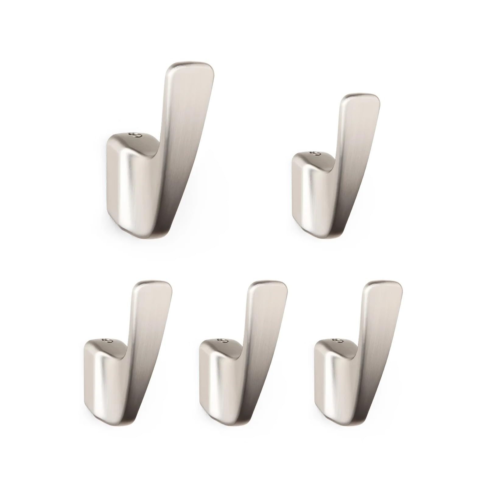 Dhetye Brushed Nickel 5Pcs Coat Rack Wall Hooks Coat Rack,Wall Hooks,Matte Gold Storage Towel Holder Kitchen Bathroom Accessories(Brushed Nickel 5Pcs)