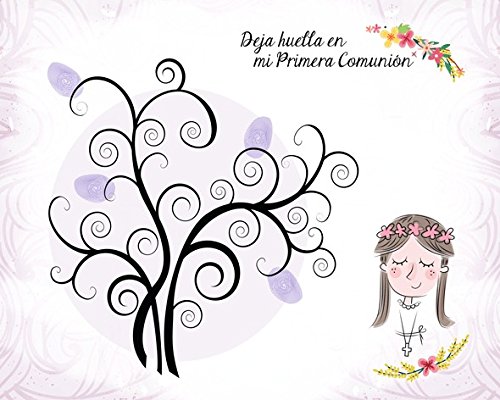 DISOK - Árboles De Huellas para Comuniones Niña - Árboles De Huellas para Bodas 60 x 40 cm - Láminas, Árboles Huellas para Personalizar para Comuniones
