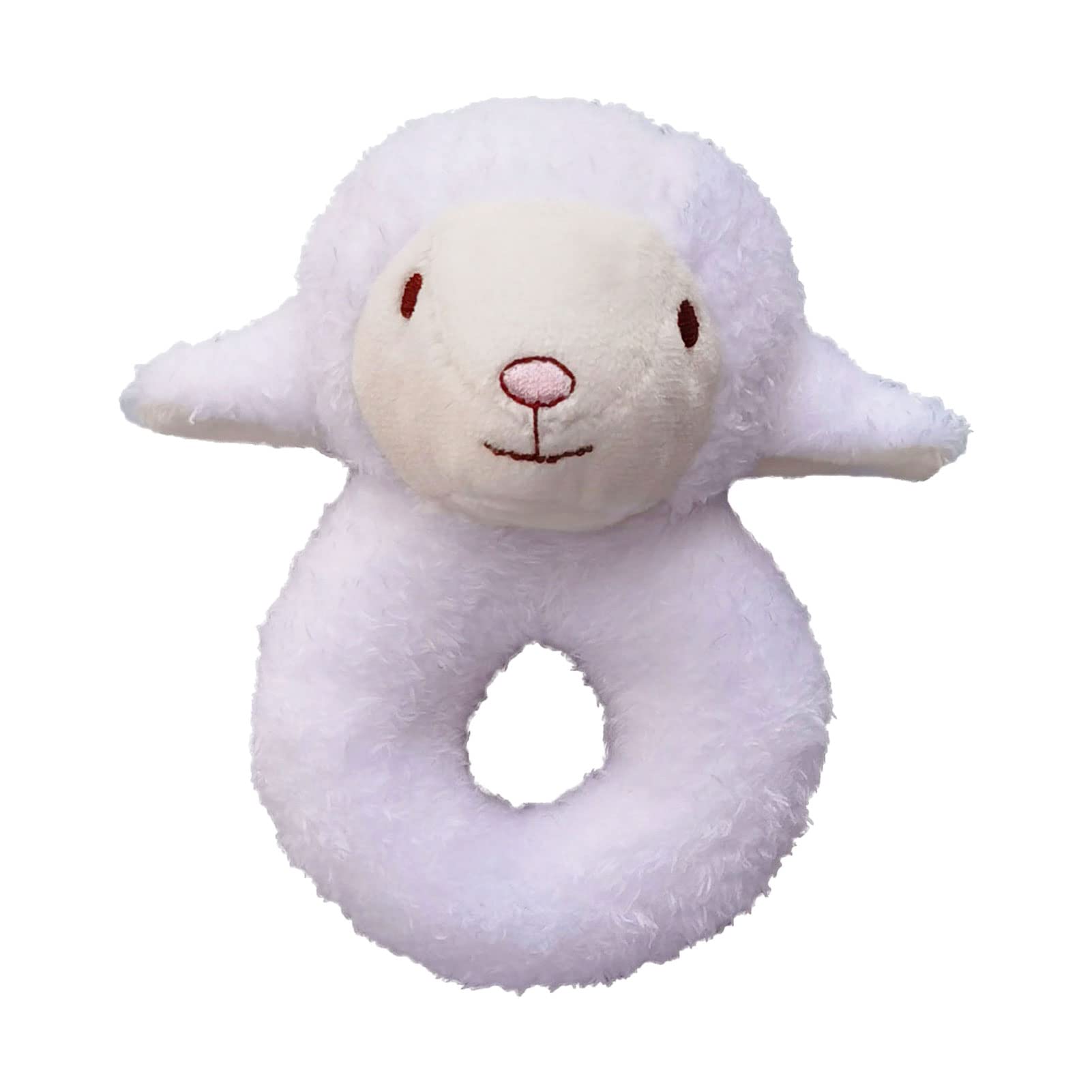 Baby Lamb Soft Rattle Toy, Sheep Plush Infant Shaker Rattle Easy-Grasp Stuffed Animal Toy, Gifts for Newborns Babies Toddlers Boys Girls, White, 5.5 Inches