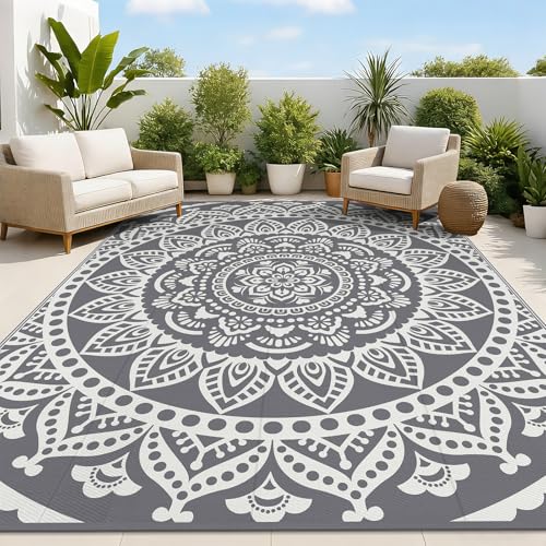 Waterproof Outdoor Rug 9x12 ft Reversible Patio Mat