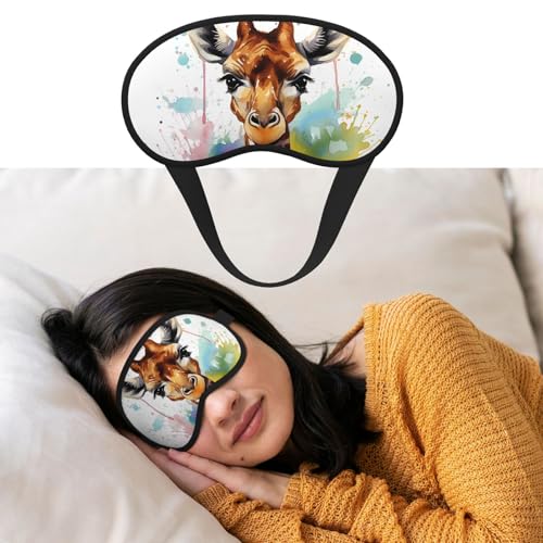 睡眠用アイマスク 通気性 遮光 睡眠マスク かわいい キリン 水彩 夜 目隠し ソフト 快適 ナイトアイ 睡眠 シェード カバー メンズ レディース アイカバー お昼寝用
