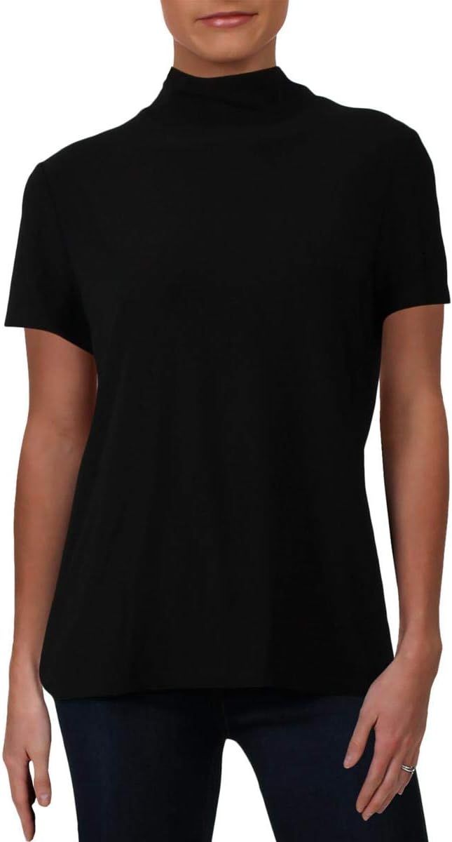 Anne KleinWomens Printed Mock Neck Pullover Top