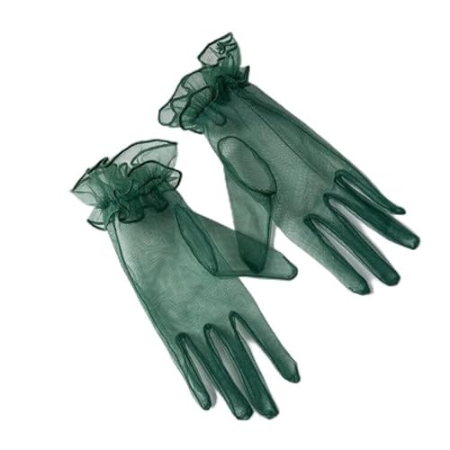 PTNKUIIY Gants de Mariage pour Mariée, Gants Courts en Tulle Vintage pour Soirée, Gants d'Opéra pour Fête, Gants d'été de Protection Solaire, Transparents en Maille, pour Femme, Accessoires de Costume