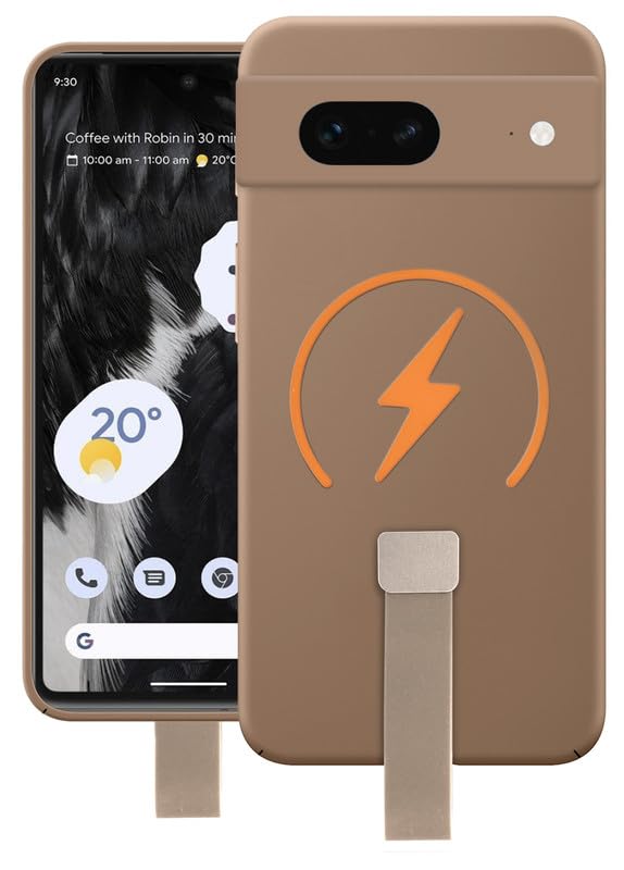 Image of Mr. Case Back Cover for Google Pixel 7 Compact and Stylish Silicon Finish Hard Back | Integrated Grip Strap | Wireless Charging Support - Brown