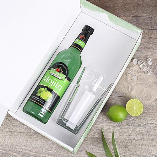 Herz & Heim® Mojito Geschenkset mit Cocktail und graviertem Cocktailglas in Geschenkverpackung - Image 4