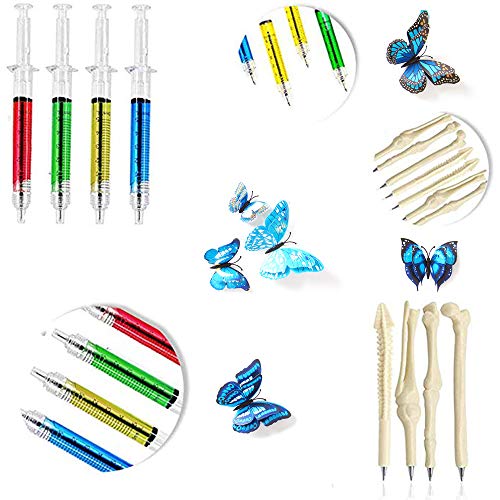 Sunangel 4 Syringe Pens + 6 Pill Pens & Capsule Pens + 10 Bone Design Ballpoint Pens For Halloween,Thanksgiving,Christmas,New Year’s Day #TOP3