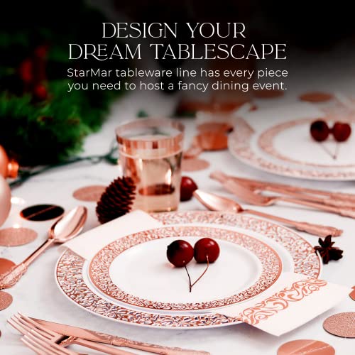 Rose Gold Plastic Silverware -150 Pack -Disposable Forks Spoons Knives, Elegant Fancy Flatware Utensils, Heavy Duty Plastic Cutlery, Perfect For Parties, Weddings #TOP7