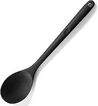 U-Taste 33.9 cm extra langer Silikon Löffel, 315℃ Hitzebeständiger BPA-freier massive Kochlöffel, antihaftbeschichteter nahtloser Küchen Servierlöffel zum Mischen Rühren Begießen Schöpfen (Schwarz)