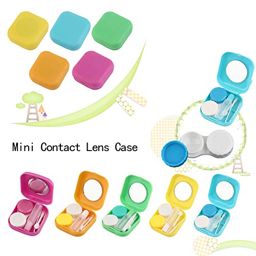 likkas Plastic Portable Mini Contact Lens Case Outdoor Travel Contact Lens Holder Container with Mirror Easy Carry For Eyes Care
