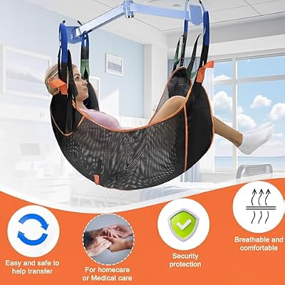 MDSTOP Universal Full Body Patient Lift Sling, Transfer Sling for Elderly & Disabled with Padded, Patient Aid Lift Medical Sling for Shower Bath, Transfer, Positioning and Lifting (Black)